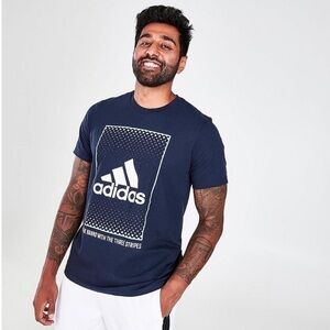 NWT MEN'S ADIDAS BADGE OF SPORT BOX LABEL T-SHIRT NAVY SIZE M